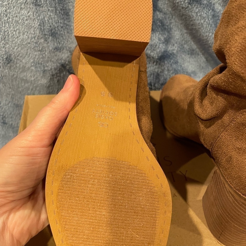 Oasis Society Vegan Suade Leather Camel Boots - Picture 8 of 11